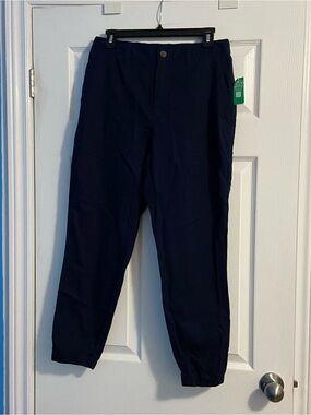 NWT GAP Women’s Navy Blue Girlfriend Jogger Cuffed Pants 100% Cotton Size 10